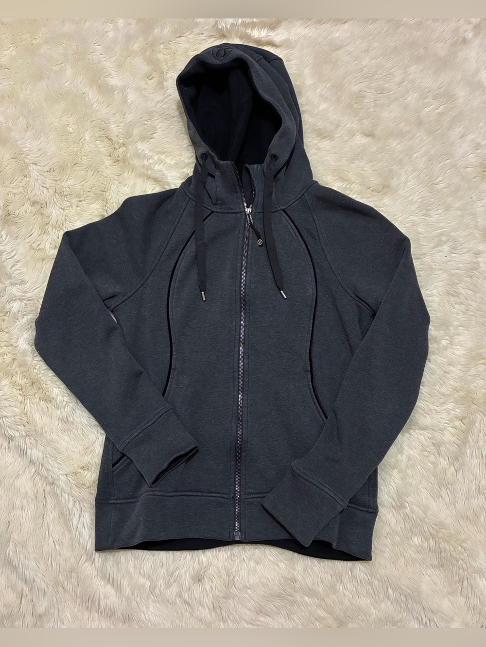 Lululemon Scuba Plush Hoodie Zip Up, Dark Gray/Black, Women’s 10